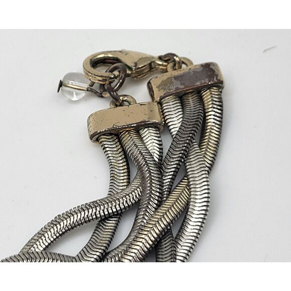 Vintage Two Tone Snake Chain Braided Extra Long Necklace 42in - Picture 4 of 5